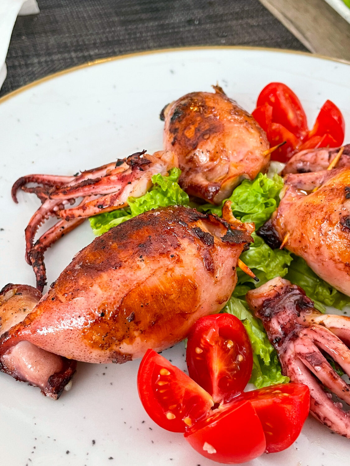 Risotto Stuffed Grilled Calamari